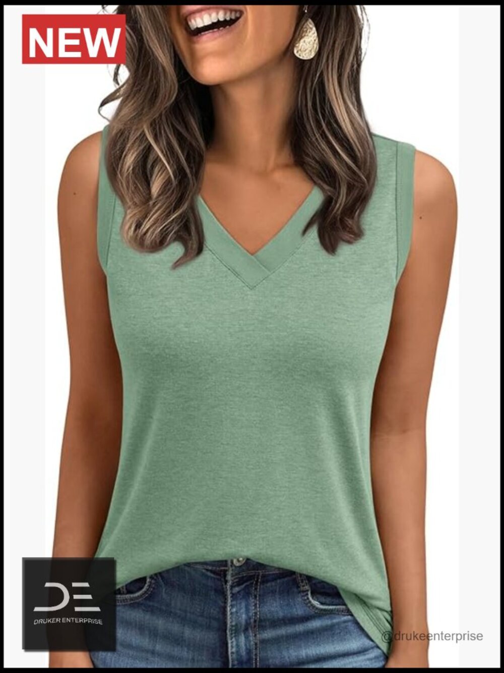 V Neck Tank Top Sleeveless Summer Blouse Casual Tee